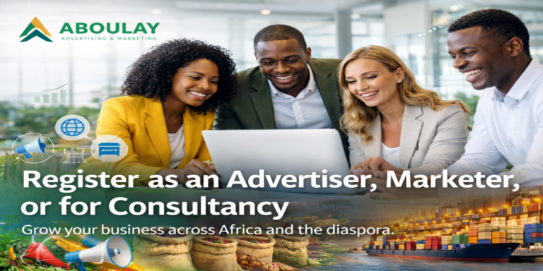 Aboulay banner for advertiser, marketer, and consultancy registration.